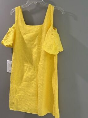 Bright Yellow Cold-Shoulder Summer Dress